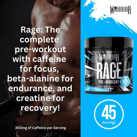 Warrior Rage - Pre-Workout Powder - 392G - Energy Drink Supplement With Vitamin C, Beta Alanine And Creatine Gluconate - 45 Servings (Charged Cherry)