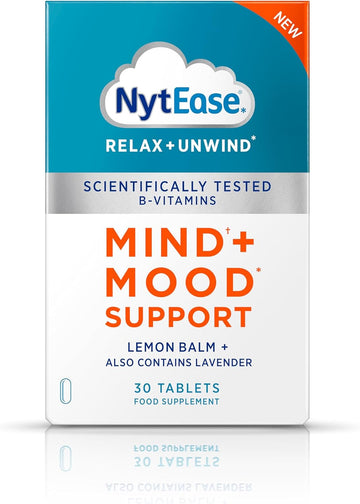 Nytease Relax And Unwind Tablets - Mind And Mood Support Formulated With Pantothenic Acid, Vitamin B1, B2, B6 And B12, Lavender Extract And Oil, And Lemon Balm Extract