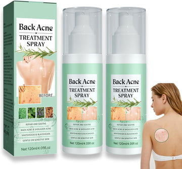 Back Acne Treat-Ment Spray, Lighten Acne Marks Skin Care Spray, Herbaluxy Back Acne Treat-Ment, Body Moisturiser For Dry Skin, Repair Back Shoulder Acne & Body Acne & Chest Acne & Butt Acne (2Pcs)