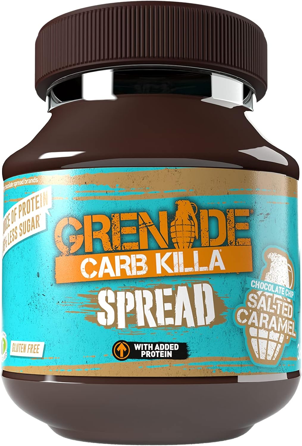 Grenade Carb Killa Protein Chocolate Spread, High Protein Low Sugar, Gluten Free No Stir, Chocolate Chip Salted Caramel, 12.7oz