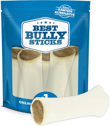 Best Bully Sticks 5-6" Peanut Butter Filled Dog Bones 5 Pack Shin Bones For Dogs - Highly Digestible, Long Lasting & Refillable Stuffed Dog Bones