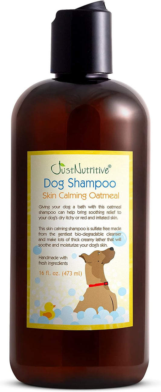 Dog Shampoo Skin Calming Oatmeal | Best Shampoo for Dog | Soothing Relief to Your Dog's Dry Itchy, Red and Irritated Skin | Just Nutritive | 16 fl oz