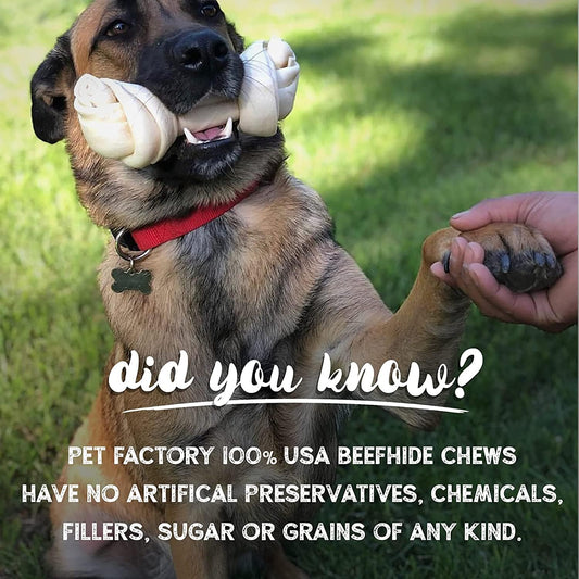 Pet Factory 100% Made In Usa Beefhide 10" Roll Dog Chew Treat - Peanut Butter Flavor, 1 Count/1 Pack