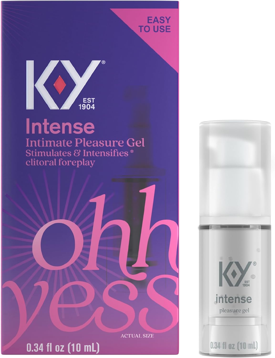 K-Y Intense 0.34 Fl Oz Adult Toy Friendly Female Pleasure Gel, Arousal Stimulant For Women, Couples Massage Enhancer, Tingling Cooling & Warming, Hormone & Paraben Free, Latex Condom Compatible