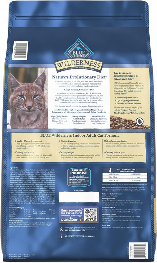 Blue Buffalo Wilderness High Protein, Natural Adult Indoor Dry Cat Food, Chicken 15-lb