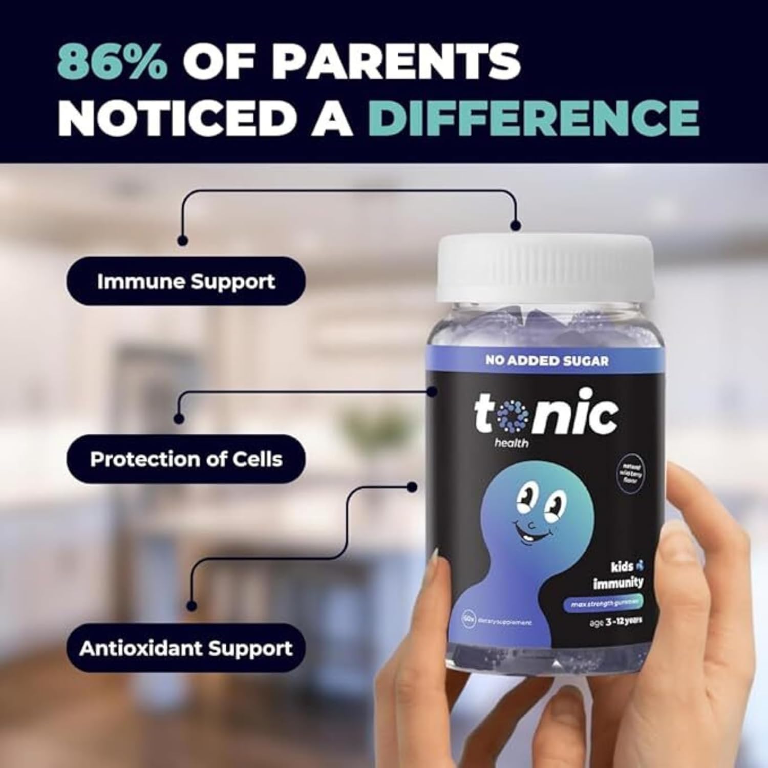 Tonic Health Kids Immunity Gummies - 7 in 1, Elderberry Gummies, No Added Sugar, No Sweeteners, Vitamins C, D and Zinc, Wild Berry Flavour, Month Supply (60 Count), Ages 3-12, Vegan. : Amazon.co.uk: Health & Personal Care