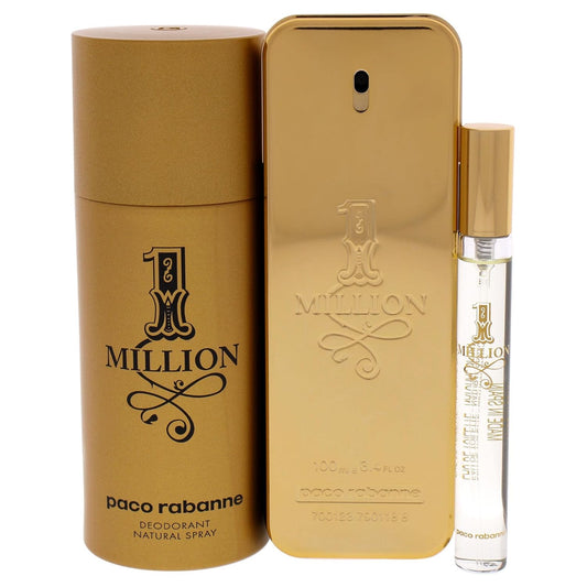Paco Rabanne 1 Million Men 3.4Oz Edt Spray, 0.34Oz Edt Spray, 5.1Oz Deodrant Spray 3 Pc Gift Set : Beauty & Personal Care