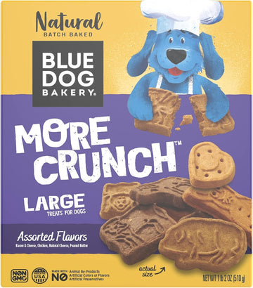 Blue Dog Bakery Natural Dog Treats, More Crunch Large, Assorted Flavors, 18Oz Box, 1 Box