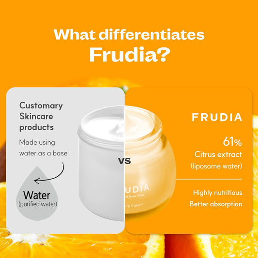 Frudia Citrus Brightening Face Cream, Vitamin C Korean Face Moisturizer W/61% Mandarin Peel Extract, Melazero & Vitamin C For Radiant Skin (0.35 Fl Oz)