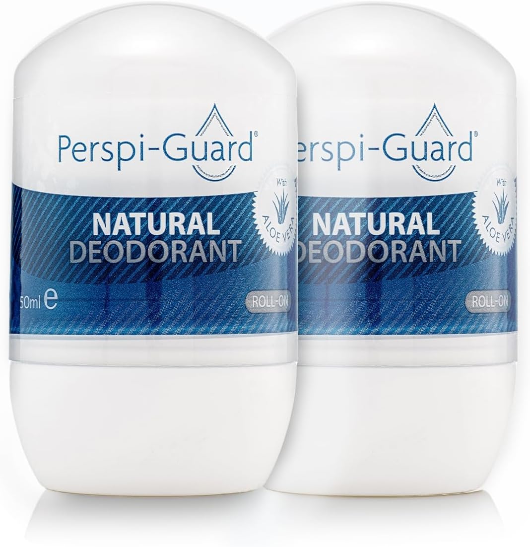 Perspi-Guard Natural Deodorant - Roll On Deodorant With Long-Lasting Odour Protection And Soothing Aloe Vera Extract - Vegan Friendly, Free From Alcohol, Parabens, And Aluminium Chloride - Twin Pack