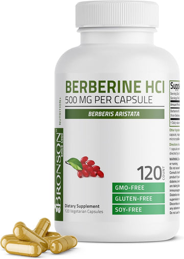 Bronson Berberine As Berberine Hci Berberis Aristata 500Mg Per Vegetarian Capsule Non-Gmo, 120 Vegetarian Capsules