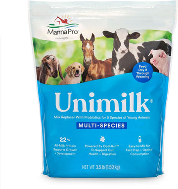 Manna Pro Unimilk Multi-Species Milk Replacer With Probiotics | Supports Healthy Growth And Development | 9Lbs