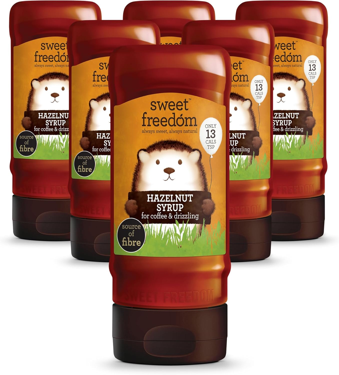 Sweet Freedom Delicious Hazelnut Syrup | Plant Based & Vegan | 350G, Pack Of 6 - Recyclable