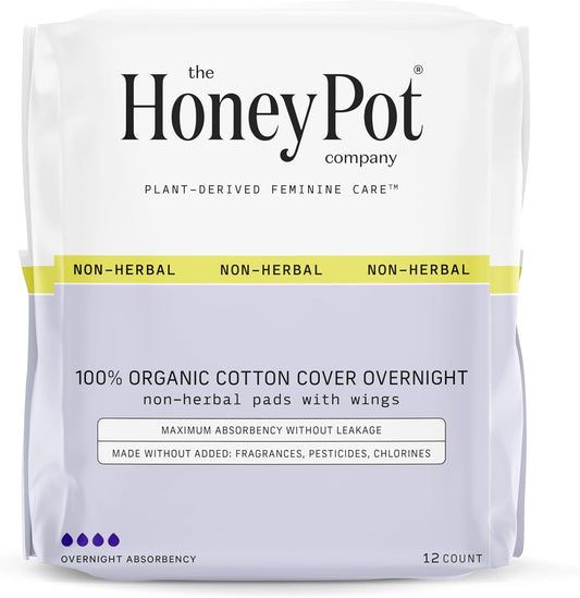 The Honey Pot Company - Pads For Women - Non-Herbal Overnight & Regular Flow Bundle - Organic Cotton Cover & Ultra-Absorbent Pulp Core - Sanitary Pads For Women - Feminine Care - Fsa & Hsa Eligible