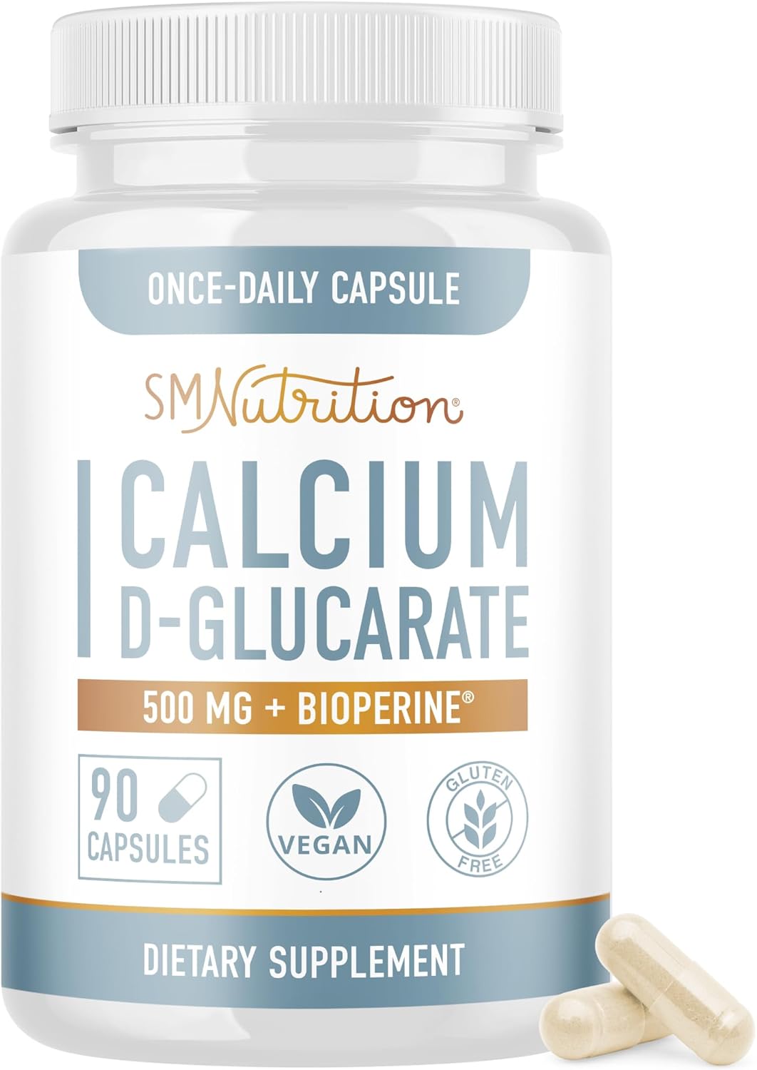 Calcium D-Glucarate | 500Mg | Cdg For Liver Detox & Cleanse, Hormone Balance, Metabolism & Menopause Support | Calcium Supplement | Vegan, Non-Gmo, Third-Party Tested | 90 Ct. (3-Month Supply)