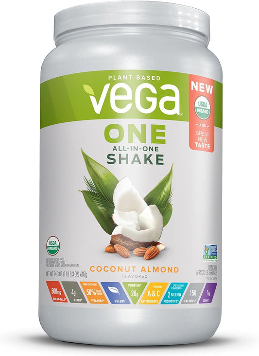 Vega Organic All-in-One Vegan Protein Powder, Coconut Almond - Superfo