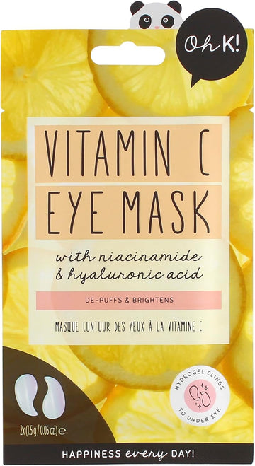 Oh K! Brightening And Cooling Eye Mask For Puffy Eyes, Packed With Hyaluronic Acid And Vitamin C, Vegan And Cruelty Free, 15G