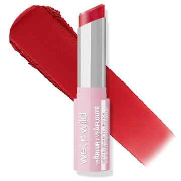 Wet N Wild Soft Blur Matte Lipstick, Velvety Semi-Sheer Buildable Color, Soft Matte Powdery Finish, Comfortable Wear, Vegan & Cruelty-Free - Little Red Rosette