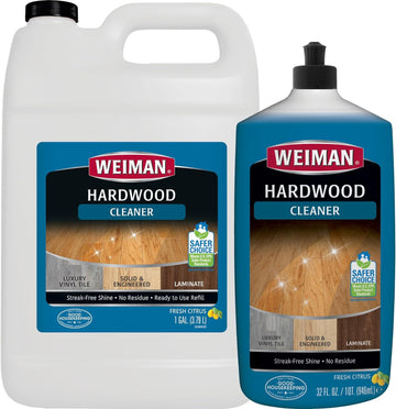 Weiman Hardwood Floor Cleaner Gallon and Refillable Squeeze Bottle - Finished Wood Surfaces