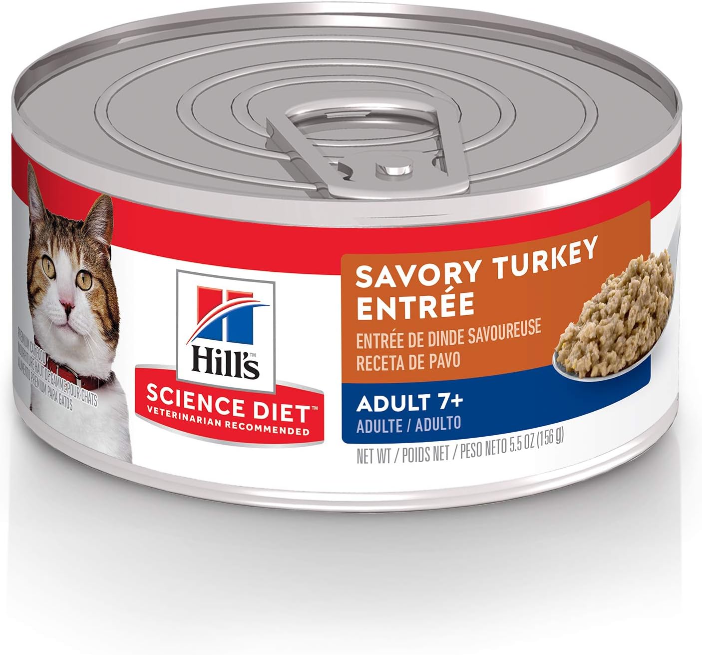 Hill'S Science Diet Adult 7+, Senior Adult 7+ Premium Nutrition, Wet Cat Food, Turkey Minced, 5.5 Oz Can, Case Of 24