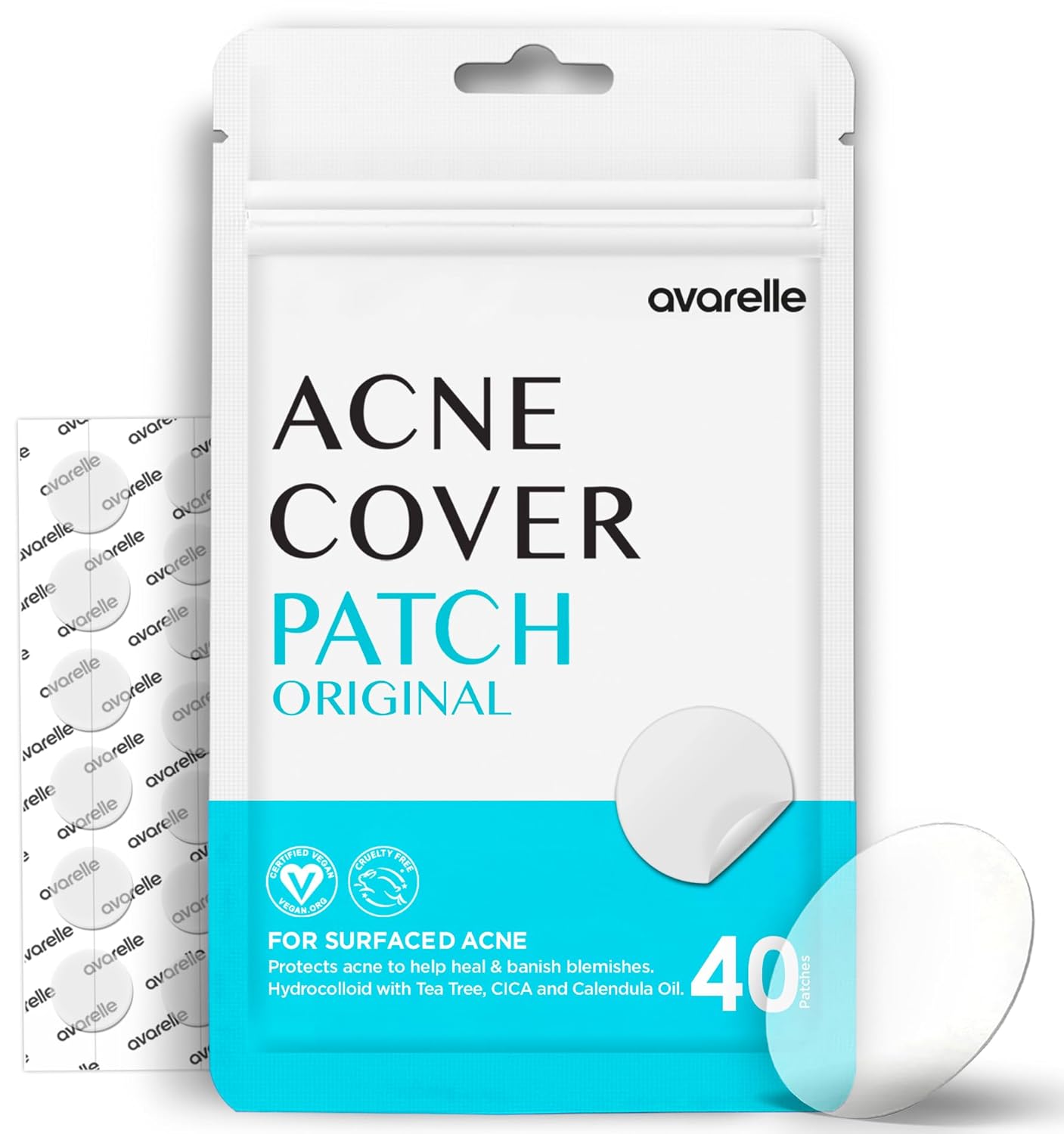Avarelle Acne Cover Patches, Fsa Hsa Eligible Hydrocolloid Pimple Patches For Face With Tea Tree Oil, Korean Skincare Zit Patches For Face | Fsa Hsa Store Eligible Items | Vegan, Cruelty-Free