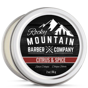 Rocky Mountain Barber Company Solid Cologne For Men – Coastal Riptide Scent – 2 Oz Size - Made With Coconut Oil, Shea Butter - Long-Lasting Scent (Coastal Riptide)