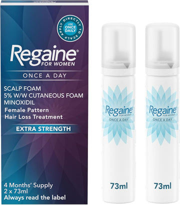 Regaine For Women 5% Minoxidil Extra Strength Scalp Foam For Hair Regrowth (2X 73Ml), Scientifically Proven To Help Stop And Reverse Hereditary Female Hair Loss, Revitalise Hair Follicles
