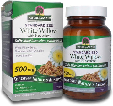 Nature's Answer White Willow with Feverfew 500mg 60-Capsules | Inflammation Support | Supports Joint Function | Gluten-Free, Non-GMO, Vegan, No Artificial Flavors or Preservatives | Single Count