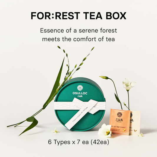 Osulloc For:Rest Tea Box (36 Count, 6 Types X 6Ea,) Exquisite & Unique Gift Idea For Tea Lover, Variety Gift Box Sampler, 6 Unique Blended Tea From Jeju Island