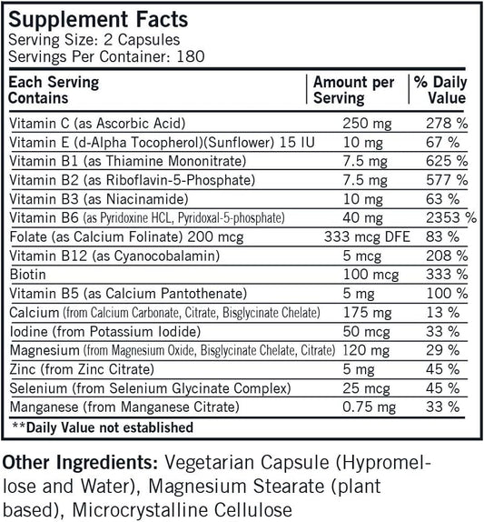 Kirkman Super Nu-Thera® W/O Vitamins A And D - Hypoallergenic || 360 Vegetarian Capsules || Multi Vitamin || Provides High Vitamin B-6 And Magnesium Content || Gluten And Casein Free