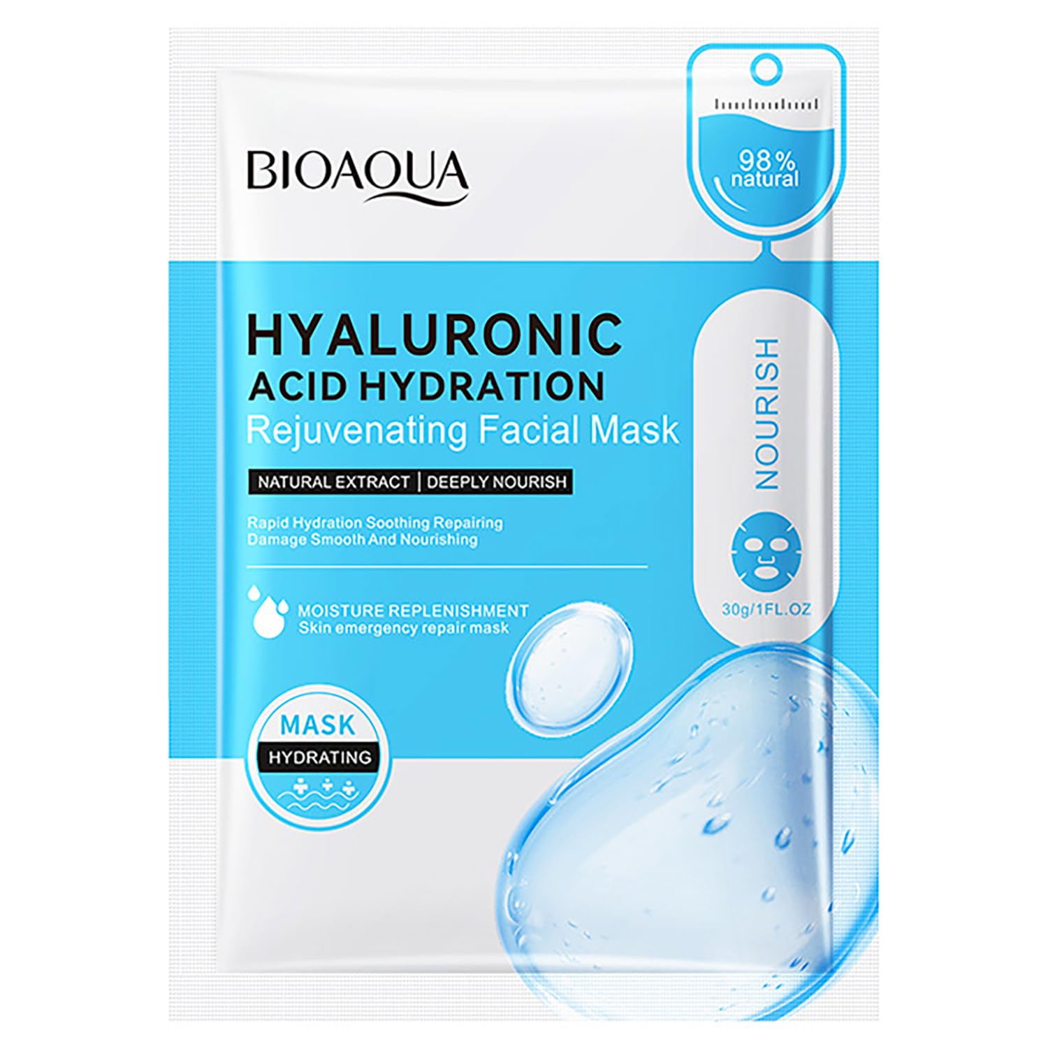 Bioaqua Facial Mask Firming Deeply Nourish Moisturizing 98% Natural Extract Hydrating Face Mask 5Pcs Set (Honey (Anti-Aging))