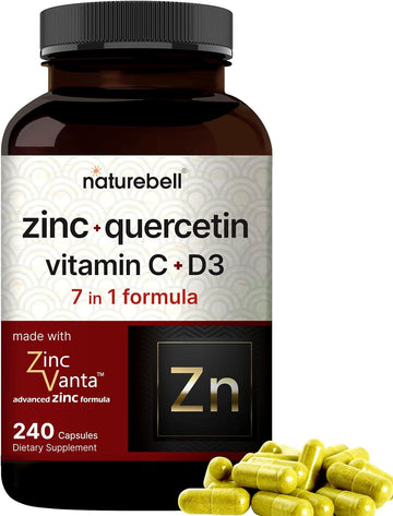 Naturebell Zinc Quercetin With Vitamin C & D3, 240* Capsules | Quercetin 1,000Mg, 4 In 1 Zinc 50Mg, Vitamin C 250Mg, Vitamin D3 5,000 Iu – Zincvanta Advanced Immune Defense & Lung Support