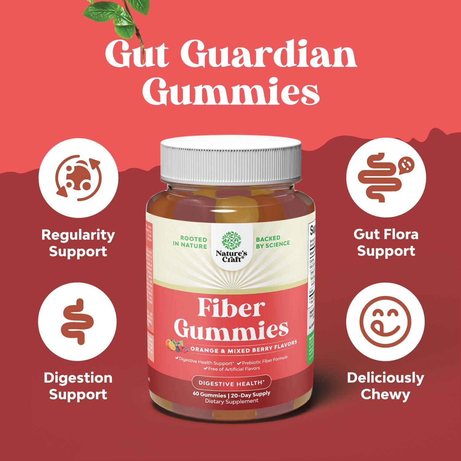 Tasty Prebiotic Fiber Gummies for Adults - High Fiber Supplement Gummies Vitamins for Adults with Prebiotic Soluble Chicory Root for Immunity and Digestive Support - Non GMO Vegan Halal 60 Count : Health & Household