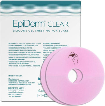 Epi-Derm Silicone Gel Sheet for Scars, Ideal for Areola Reconstruction and Breast Augmentation Surgery, Can be Cut to Size, Breast Reduction Scar Care - 1 Pair, Clear