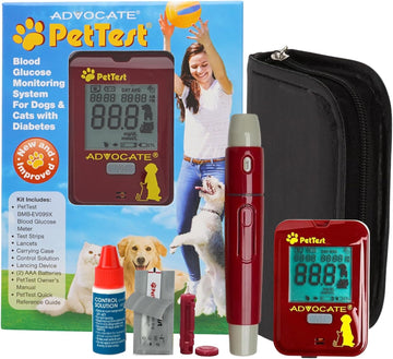 Pettest Glucose Monitoring System | Blood Sugar Check Kit For Dogs & Cats - Full Kit Includes 25 Test Strips, 25 Lancets, Red Dot Lancing Device, Glucose Meter, Carrying Case | Pets Diabetic SuppliesA Complete Kit