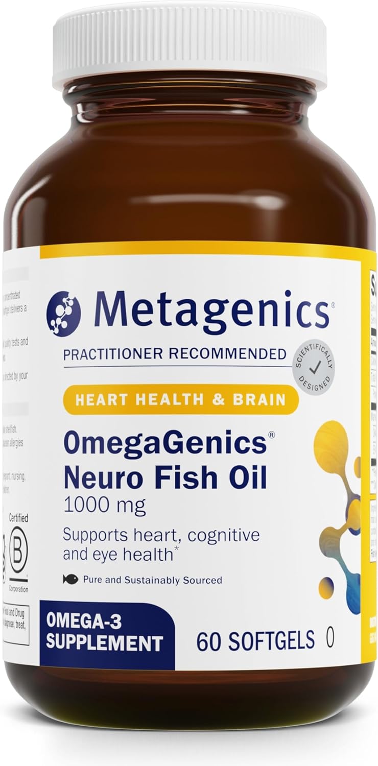 Metagenics Omegagenics Fish Oil Neuro 1000 Mg - 750 Mg Dha - 250 Mg Epa - Brain Health & Heart Health* - Non-Gmo & Gluten-Free - No Fishy Taste - 60 Softgels