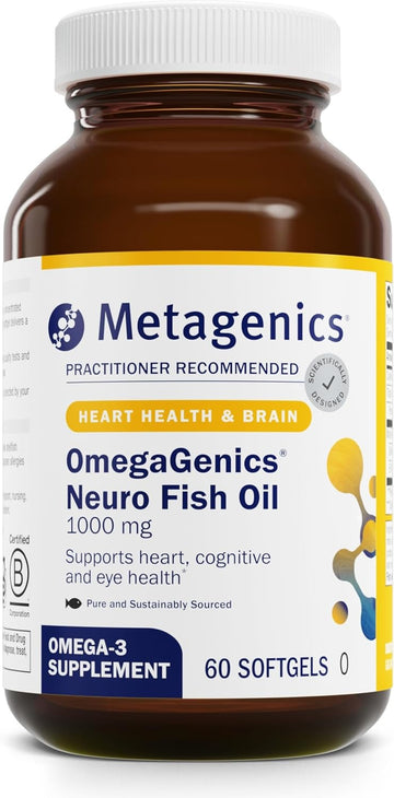 Metagenics Omegagenics Fish Oil Neuro 1000 Mg - 750 Mg Dha - 250 Mg Epa - Brain Health & Heart Health* - Non-Gmo & Gluten-Free - No Fishy Taste - 60 Softgels