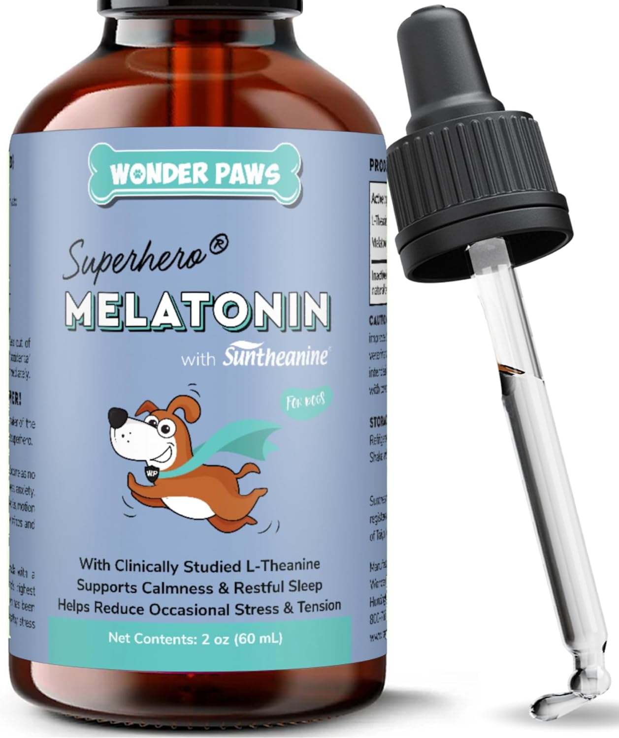 Melatonin For Dogs – Pet Melatonin With L-Theanine (Suntheanine®) –Occasional Anxiety Relief For Dogs, Stress, Calming, Relaxation & Sleep Support – Liquid Dog Melatonin 2Oz (60Ml)