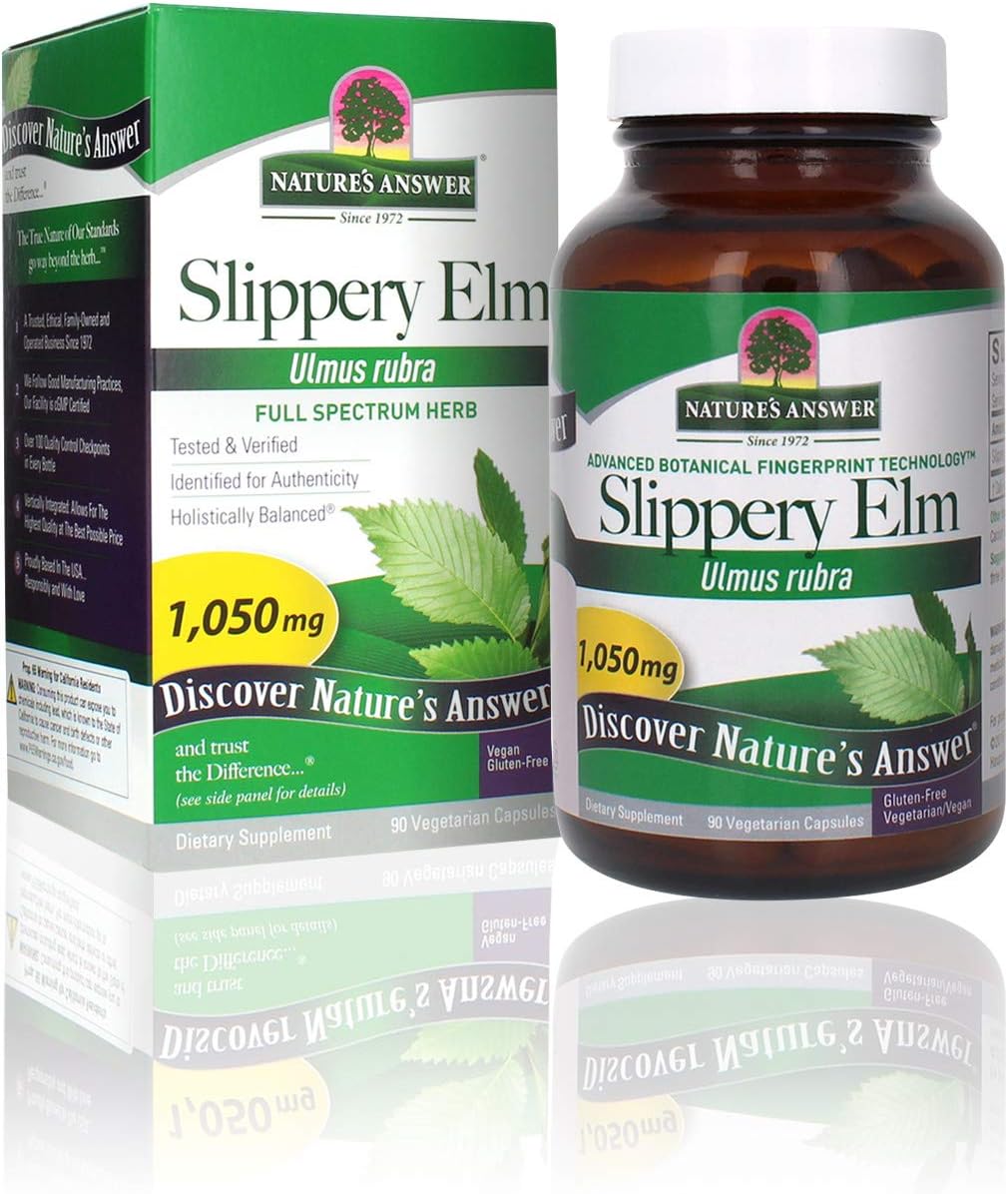 Nature'S Answer Slippery Elm | Super Concentrated Herbal Supplement | Soothes Mucous Membranes | Demulcent Herb | Kosher | Vegan | Gluten Free | 90 Capsules