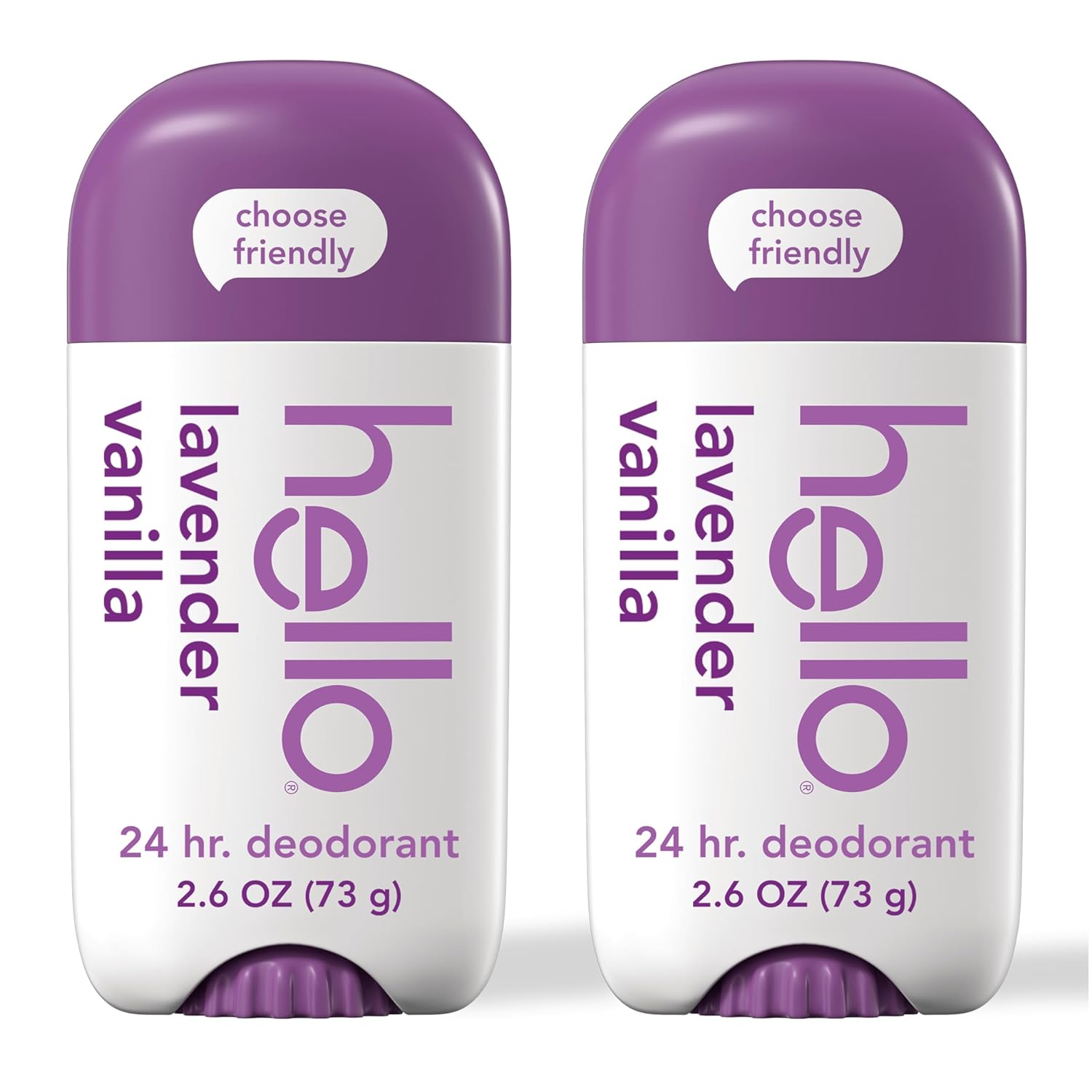 Hello Lavender Vanilla Aluminum Free Deodorant for Women and Men, 2.6 oz Stick, 2 Pack