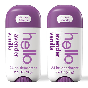 Hello Lavender Vanilla Aluminum Free Deodorant for Women and Men, 2.6 oz Stick, 2 Pack