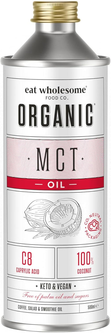 Eat Wholesome Organic Mct Oil, High C8 & C10, 500Ml | 100% Coconut, Co2 Neutral, For Coffees, Salads & Smoothies