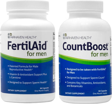 FertilAid for Men and CountBoost Combo - Male Fertility Supplement, Bar - Count, Motility & Morphology Support - Antioxidant & Specialty Vitamins for Male Fertility