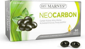 Marnys Active Charcoal And Anise And Mint Essences - Slimming Aid, To Eliminate Intestinal Gases, Relieves Bloating And Stomach Pain, Cleansing Supplement - 60 Capsules