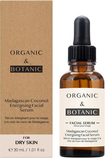 Organic & Botanic Madagascan Coconut Facial Serum | Hydrating & Soothing Serum With Aloe Vera & Vitamin E For Radiant, Nourished Skin