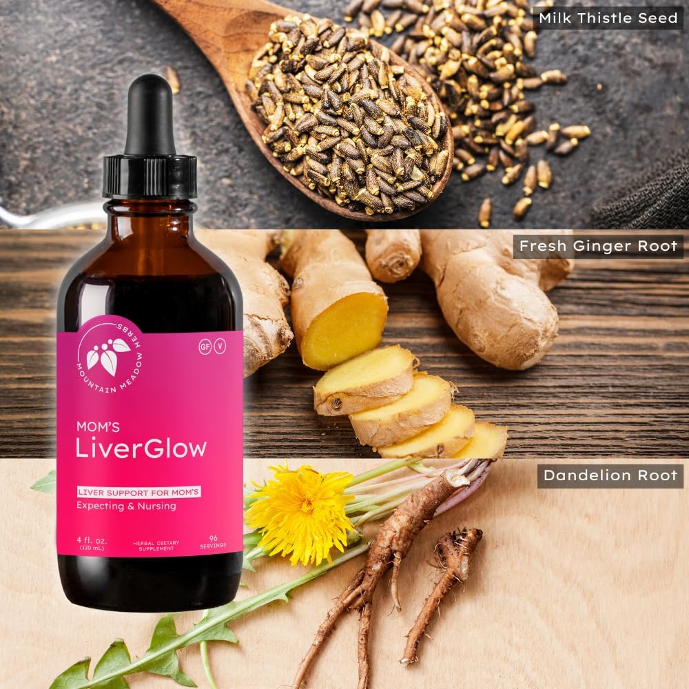 Mountain Meadow Herbs Mom'S Liver Glow, Advanced Detoxifier And Regenerator To Support Liver Health And Function - 4 Oz - For A Happy Liver : Health & Household