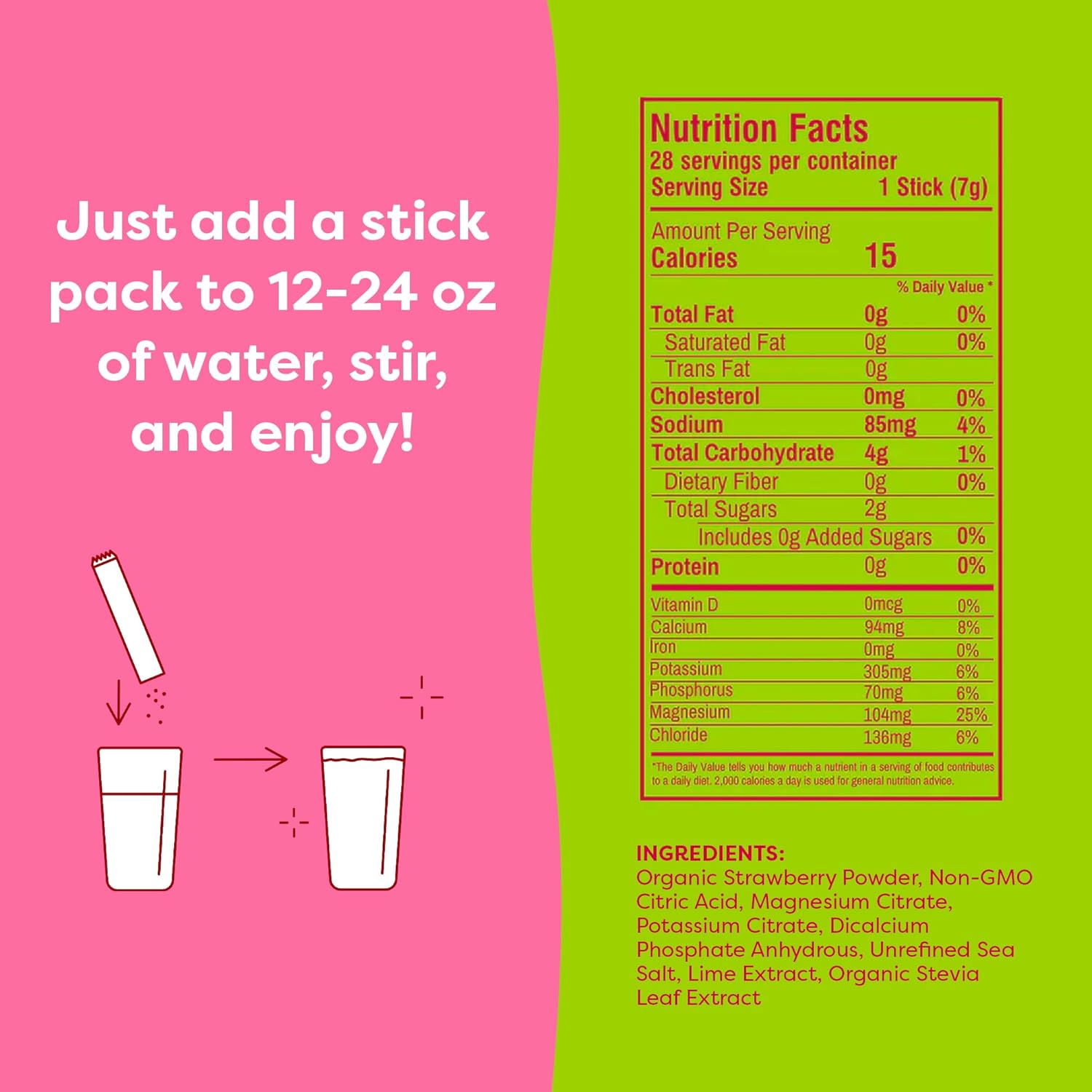 FlavCity Strawberry Limeade Electrolytes Drink Mix, 28 On-The-Go Stick Packs - Healthy Electrolytes Powder Packets Made with Real Fruit - Keto Powdered Drink with No Added Sugar, Gluten-Free : Health & Household