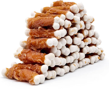 Mon2Sun Dog Treats, Chicken Wrapped Calcium Dog Bones Without Rawhide, 2.3 Inch Training Treats For Teeth Cleaning And Fresh Breath, Dog Chews For Puppy And Small Dogs (56 Count - Pack Of 1)