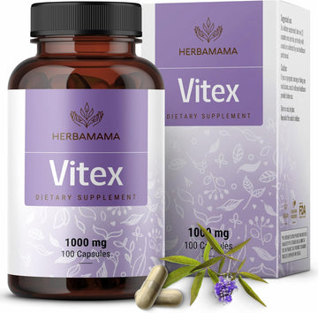 Herbamama Vitex Chasteberry Supplement For Women - 1000 Mg Vitex Agnus-Castus Capsules For Women'S Health Support - Vegan, Non-Gmo - 100 Caps