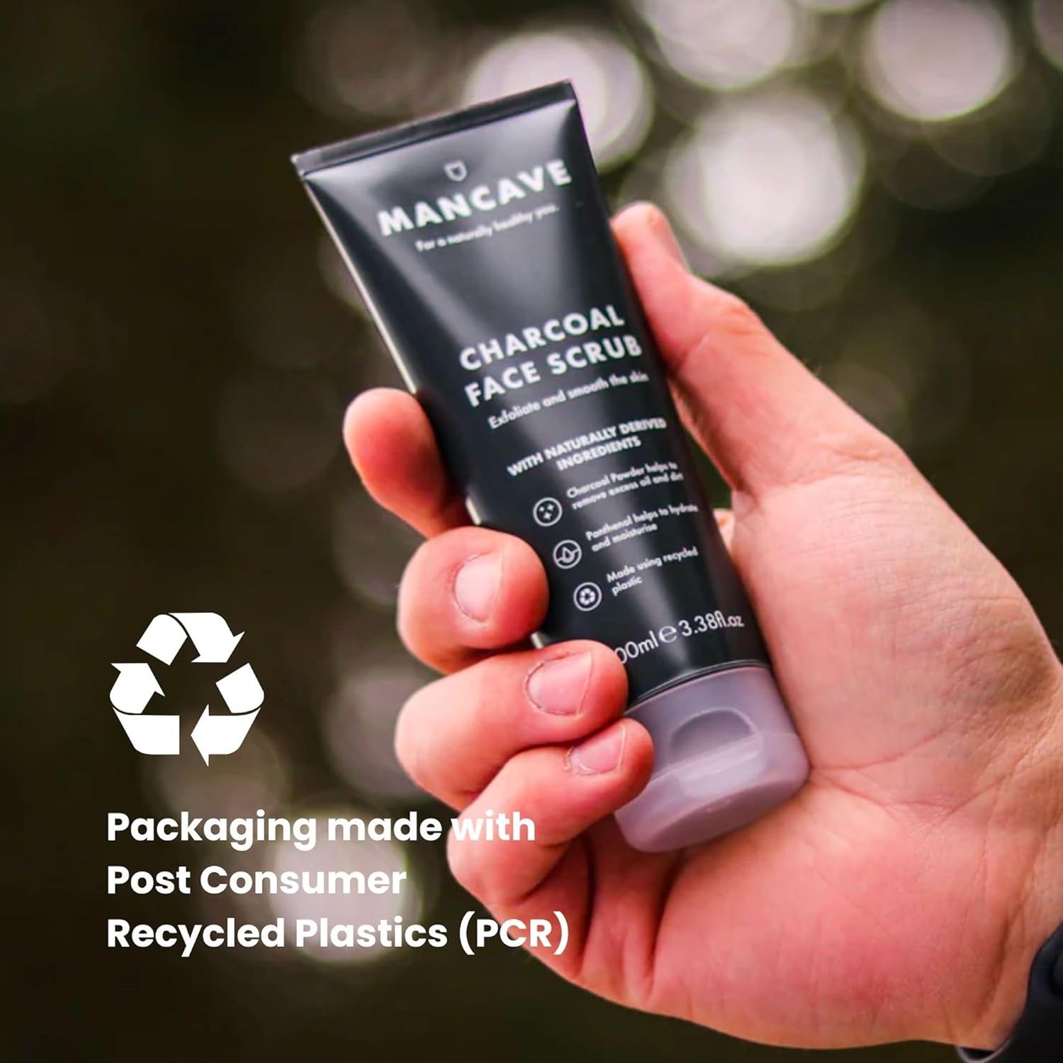 ManCave Charcoal Face Scrub 100ml for Men, Exfoliate & Smooth Skin, Dermatlogically Tested, Natural Formulation, Vegan Friendly and Cruelty Free, Tube made from Recycled Plastics, Made in England : Amazon.co.uk: Beauty